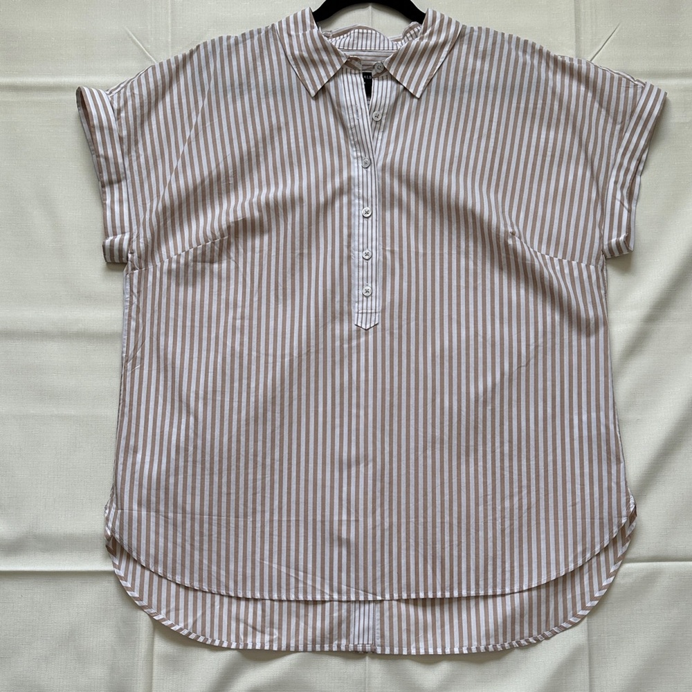 Talbots Beige Striped Button Down Shirt